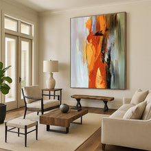 Load image into Gallery viewer, Orange and Gray Dynamic Strokes Acrylic Art - Suited for Industrial - chic Lounge & Creative Studio LargeART0615
