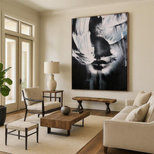 Load image into Gallery viewer, “Monochrome Face Fragment” – Black and white, abstracted face with bold brushstrokes. DTP331