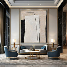 Load image into Gallery viewer, Geometric Black - White Abstract 2 Abstract Canvas Painting, Suited for Modern Studio & Chic Entryway LargeART1136