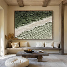 Load image into Gallery viewer, Textured Green & Beige Abstract Painting - Ideal for Nature - Inspired Living Room & Minimalist Office DKH001