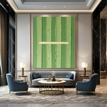 Load image into Gallery viewer, Green Striped Abstract with Figures, Suited for Whimsical Garden Room & Sports - Lover’s Den LargeART1356