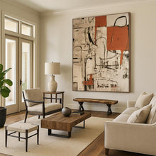 Load image into Gallery viewer, Orange - Black - White Abstraction for Industrial - Style Café & Art Studio LargeART0835