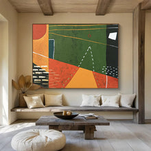 Load image into Gallery viewer, Hand - painted Massive Color - Blocked Geometric Abstract with Green Acrylic Art for Nature - Inspired Studios LargeART1808