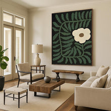 Load image into Gallery viewer, “Botanical Abstract” - Green, White, Brown Abstract Art on Canvas DKH1115