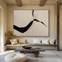 Load image into Gallery viewer, Black and Beige Abstract Ribbon Art for Elegant Hallway & Minimalist Bedroom DKH145