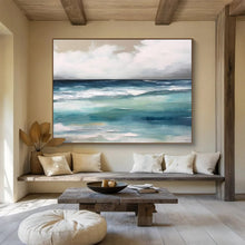 Load image into Gallery viewer, Hand - Painted Textured Coastal Seascape Acrylic Art for Beach House Living Room LargeART1641