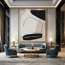 Load image into Gallery viewer, Abstract Figure with Black - White Shapes 2 Abstract Canvas Painting, Ideal for Contemporary Living Room & Art - Themed Office LargeART1142