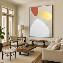 Load image into Gallery viewer, “Terracotta, Gold, and White” - Soft - Hued Abstract Shapes Art, Abstract Painting on Canvas DKH1078