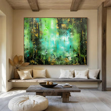 Load image into Gallery viewer, “Lush Green Glow” Abstract Forest Painting on Canvas, Nature - Inspired Art DKH921