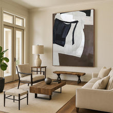 Load image into Gallery viewer, Black - White - Brown Geometric Acrylic Art - Perfect for Minimalist Study & Monochrome Hallway LargeART0557