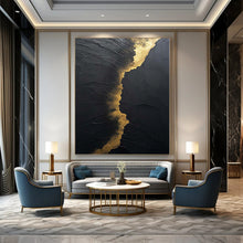 Load image into Gallery viewer, Grand Hand - painted Black & Gold Textured Acrylic Art for Luxe Hallways LargeART0167
