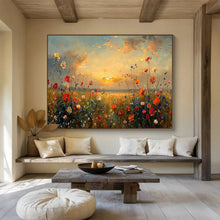 Load image into Gallery viewer, Sunset Flower Field Abstract Painting for Dreamy Nursery & Romantic Restaurant DKH257