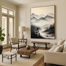 Load image into Gallery viewer, Monochromatic Ink - Wash Mountain Abstract Painting, Perfect for Zen - Inspired Living Room & Traditional Study LargeART1917