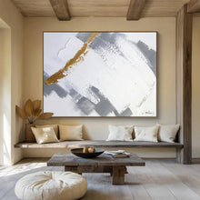 Load image into Gallery viewer, Gold, Gray, and White Abstract Painting for Luxury Living Room & Modern Gallery DKH317
