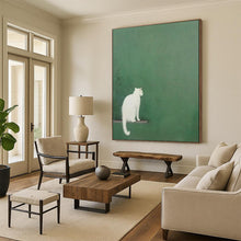 Load image into Gallery viewer, Minimalist White Cat Abstract Art, Perfect for Calming Nursery & Nature - Inspired Bathroom LargeART1937