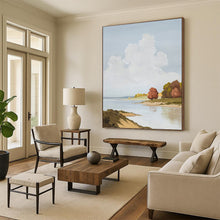 Load image into Gallery viewer, “Tranquil Riverbank Landscape” - Soft - Toned Nature Scene on Canvas DKH1436