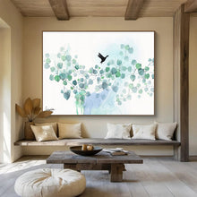 Load image into Gallery viewer, Minimalist Bird & Foliage Abstract Painting on Canvas DKH539