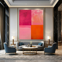 Load image into Gallery viewer, Pink & Orange Color Block Abstract, Ideal for Vibrant Bedroom & Creative Studio LargeART1479