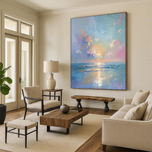 Load image into Gallery viewer, Impressionistic Abstract Sunset Art, Color - Blended Coastal Painting for Beach House Living Room & Relaxation Nook LargeART2202