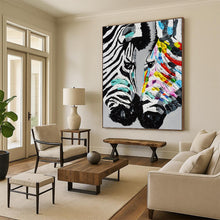 Load image into Gallery viewer, “Colorful Zebra Abstract” - Pop Art - Inspired Art on Canvas DKH1545