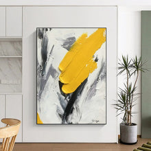Load image into Gallery viewer, Yellow, Gray, and White Textured Art Acrylic Art - Great for Scandinavian - style Kitchen & Bright Home Office LargeART0616