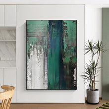 Load image into Gallery viewer, Green Abstract Textures Painting, Ideal for Modern Office & Nature - Inspired Living Room LargeART2021