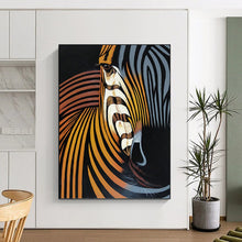Load image into Gallery viewer, “Color - Swirled Zebra” - Vibrant Striped Animal Art on Canvas DKH1447