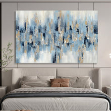 Load image into Gallery viewer, Blue & Gold Abstract Dots - Chic Living Room Art LargeART1519