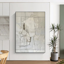 Load image into Gallery viewer, “White Abstract Collage - Like Forms” - Constructivist Abstract Acrylic, Ideal for Contemporary Art Space and Design Studio DTP017