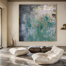 Load image into Gallery viewer, Green & Blue Textured Abstract Painting, Suited for Bohemian Living Room & Artistic Studio LargeART1472