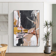 Load image into Gallery viewer, Pink - Gold - Black Abstract Acrylic Art - Great for Bohemian Living Room & Glamorous Dressing Room LargeART0560