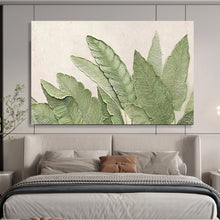 Load image into Gallery viewer, Hand - painted Green Leaf Relief Acrylic Art for Nature - Inspired Bathroom Decor LargeART1652
