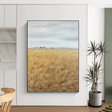 Load image into Gallery viewer, “Golden Field Minimalist Landscape” - Subtle Toned Rural Art on Canvas DKH1434