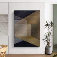 Load image into Gallery viewer, “Geometric Earth Tone Art” - Brown, Grey, Gold Abstract Art on Canvas DKH1134