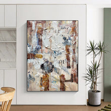 Load image into Gallery viewer, “Textured Urban Abstract Collage” - Multicolor Abstract Art on Canvas DKH1302