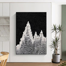 Load image into Gallery viewer, Hand - painted Generous - sized Black and White Textured Peaks Acrylic Art for Minimalist Studies LargeART0020