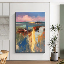 Load image into Gallery viewer, “Colorful Abstract Harbor Scene” - Impressionistic Maritime Art on Canvas DKH1578