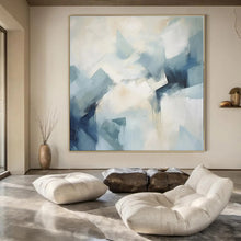 Load image into Gallery viewer, Cool Blue Geometric Abstract, Ideal for Minimalist Studio & Modern Café LargeART1337