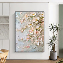 Load image into Gallery viewer, Textured Pink & White Floral Abstract Painting, Ideal for Romantic Bedroom & Charming Tea Room LargeART2073