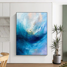 Load image into Gallery viewer, Impressionist Abstract Art, Color - Blended Fluid Painting for Coastal Bedroom & Relaxation Nook LargeART2250