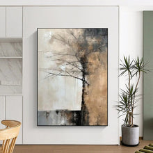 Load image into Gallery viewer, Grey - Toned Abstract Tree Painting, Ideal for Minimalist Bedroom & Nature - Inspired Library LargeART1929