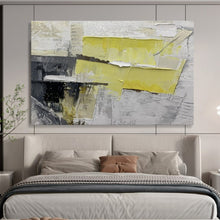 Load image into Gallery viewer, Bold Yellow & Gray Abstract Painting on Canvas - “Urban Spark” DKH595