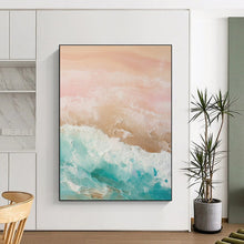Load image into Gallery viewer, Custom Large Pink and Blue Seaside - Perfect for Beachfront Hotel Room & Coastal Living Room LargeART0751