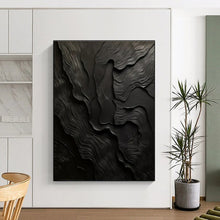 Load image into Gallery viewer, Black Textured Waves Art for Luxury Bedroom & Art Gallery LargeART0833