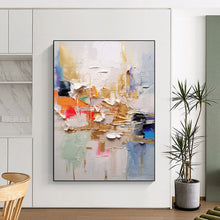 Load image into Gallery viewer, “Gold - Accented Color Burst” Abstract Painting on Canvas, Luxe Living Room Decor DKH1056