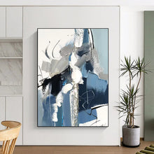 Load image into Gallery viewer, Custom Large Blue and Gray Abstract Art - Perfect for Urban Loft & Contemporary Gallery LargeART0771