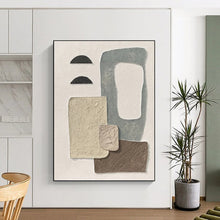 Load image into Gallery viewer, “Neutral Textured Collage” - Beige, Grey, Brown Abstract Art on Canvas DKH1135