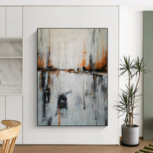 Load image into Gallery viewer, Large - Scale Orange & Gray Abstract Acrylic Painting for Living Room & Office Decor LargeART0384