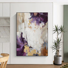 Load image into Gallery viewer, Enormous Purple - Gold Abstract Acrylic Art for Luxury Dining Room Walls LargeART0259