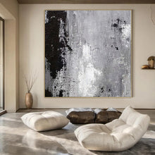 Load image into Gallery viewer, Grayscale Textured Abstract Canvas Painting, Suited for Industrial Chic Café & Modern Art Studio LargeART1150